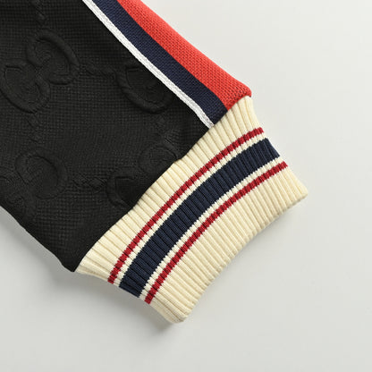Gucci Black Track Jacket with Side Stripe and Heritage Cuff