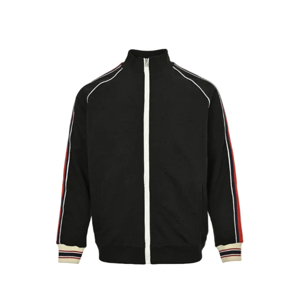 Gucci Black Track Jacket with Side Stripe and Heritage Cuff