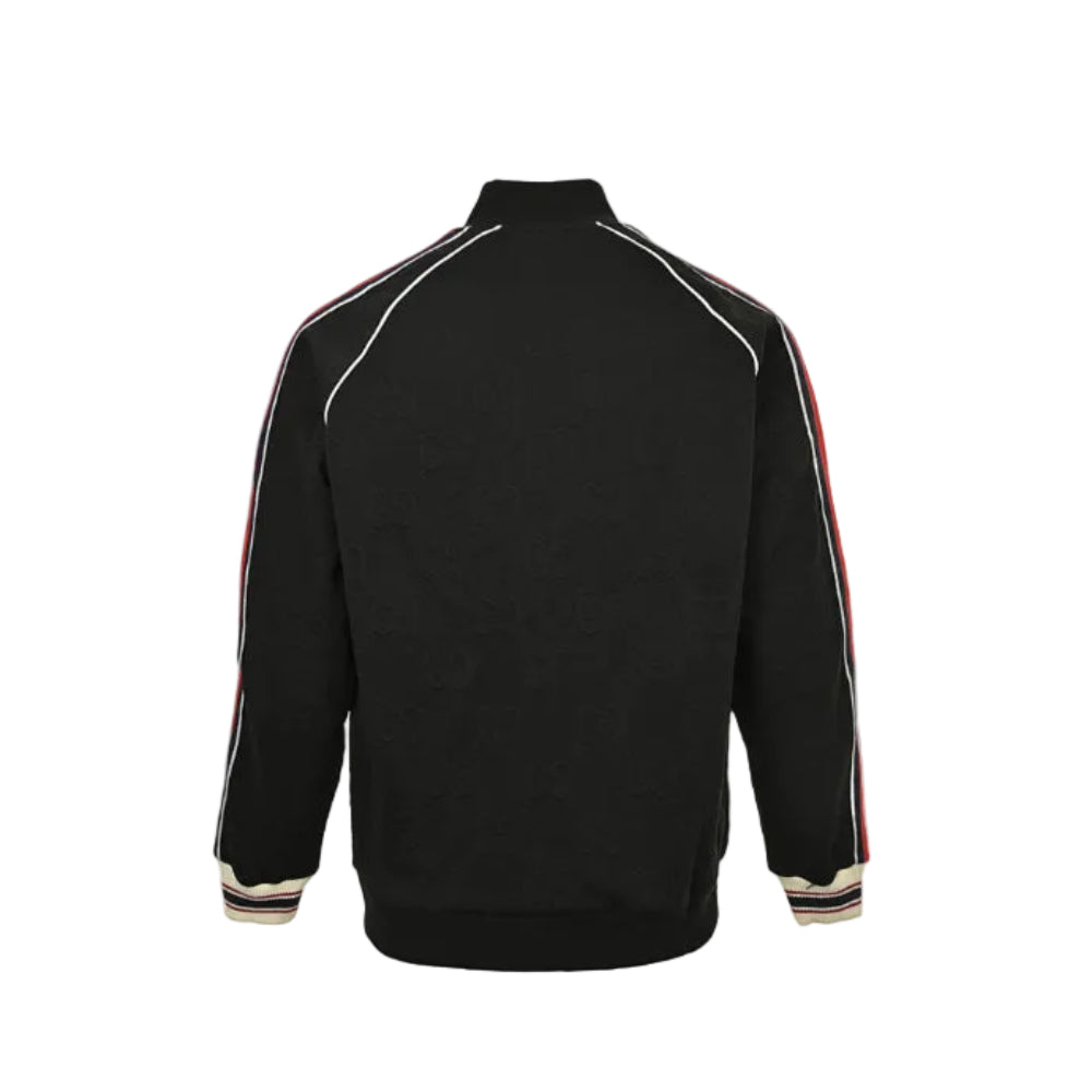 Gucci Black Track Jacket with Side Stripe and Heritage Cuff