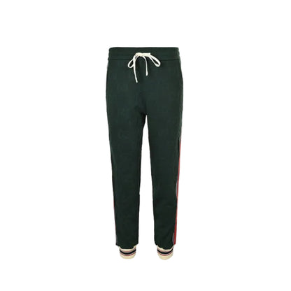 Gucci Forest Green Tone-on-Tone Jacquard Jogger Pants with Tri-Stripe Detail
