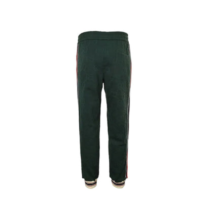 Gucci Forest Green Tone-on-Tone Jacquard Jogger Pants with Tri-Stripe Detail