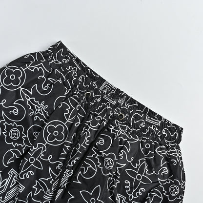 Louis Vuitton Monogram Line-Art Swim Shorts — Black