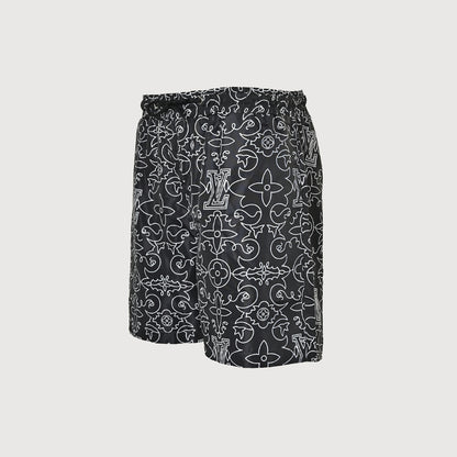 Louis Vuitton Monogram Line-Art Swim Shorts — Black