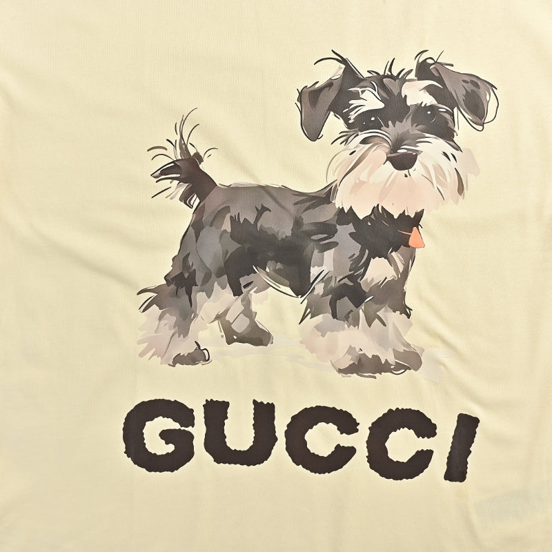 Gucci Butter Yellow Schnauzer Watercolor Graphic Tee