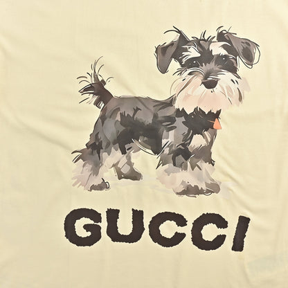 Gucci Butter Yellow Schnauzer Watercolor Graphic Tee