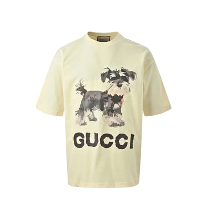 Gucci Butter Yellow Schnauzer Watercolor Graphic Tee