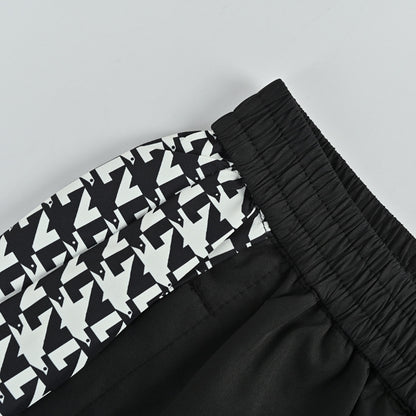 Louis Vuitton Houndstooth Panel Track Pants — Black x White