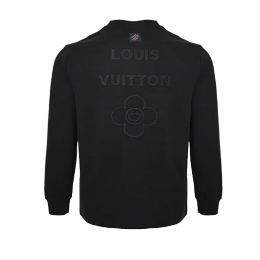 Louis Vuitton Tonal Back Print Mock Neck Sweatshirt – Black