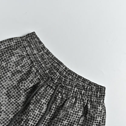 Louis Vuitton Monogram Plaid Print Swim Shorts — Charcoal