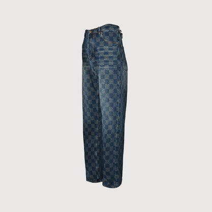 Louis Vuitton Damier Check Jacquard Straight Jeans — Indigo