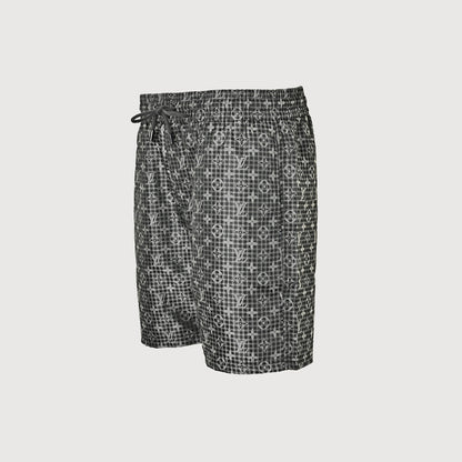 Louis Vuitton Monogram Plaid Print Swim Shorts — Charcoal