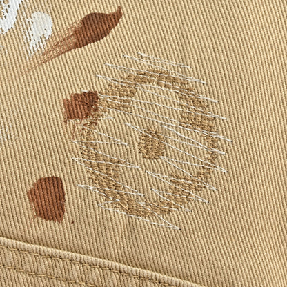 Louis Vuitton Distressed Paint-Splatter Carpenter Shorts — Khaki