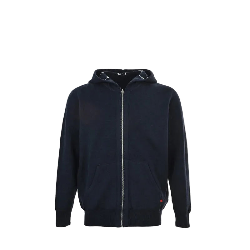 Gucci Navy All-Over Monogram Jacquard Knit Hooded Full-Zip Jacket