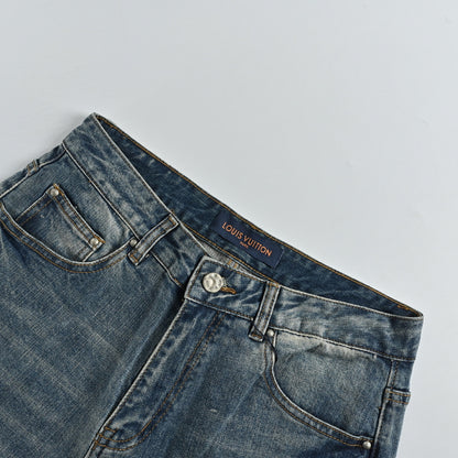 Louis Vuitton Tonal Monogram Slim Jeans — Mid Wash