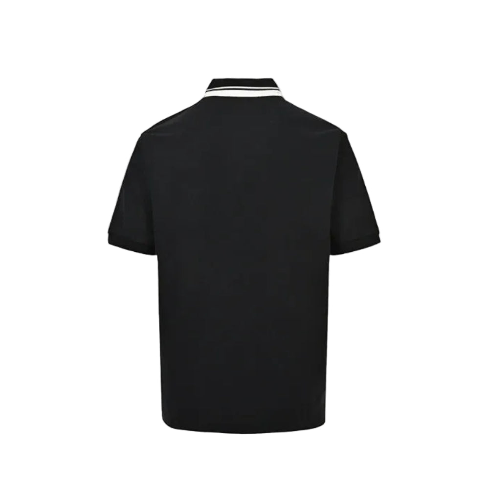 Gucci Black Double-Stripe Collar GG Badge Piqué Polo