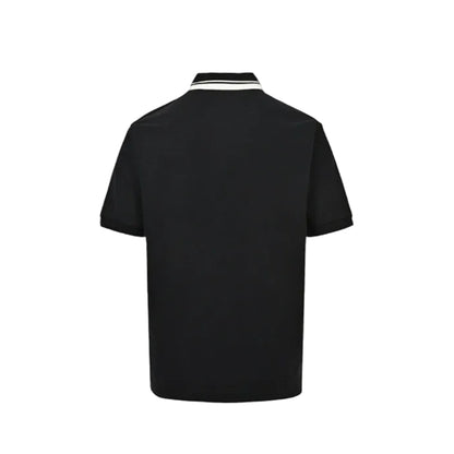 Gucci Black Double-Stripe Collar GG Badge Piqué Polo