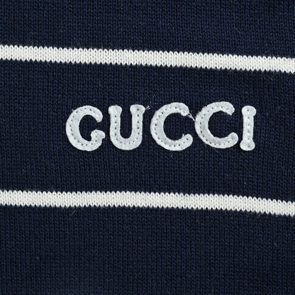 Gucci Navy & White Nautical Stripe Colorblock Knit Polo