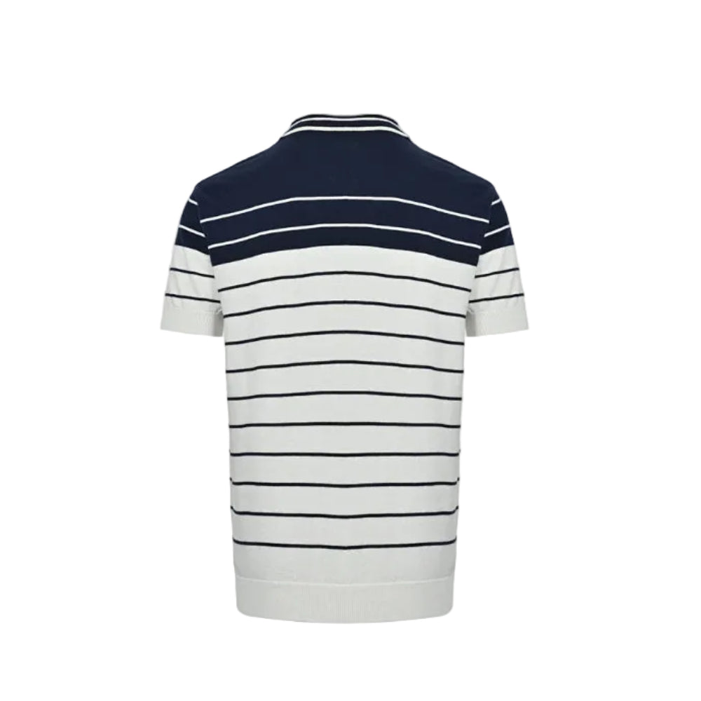 Gucci Navy & White Nautical Stripe Colorblock Knit Polo
