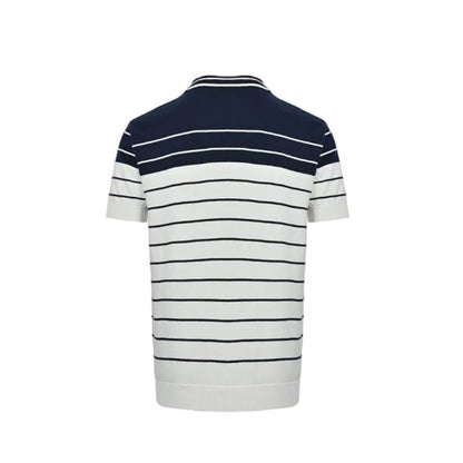Gucci Navy & White Nautical Stripe Colorblock Knit Polo