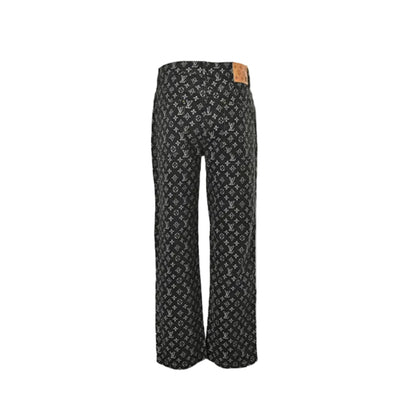 Louis Vuitton Monogram Jacquard Wide-Leg Jeans — Black x Grey