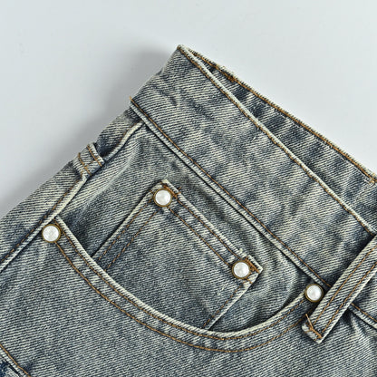 Louis Vuitton Monogram Patchwork Wide-Leg Jeans — Washed Blue