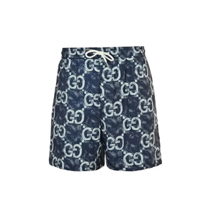 Gucci All-Over Washed Dual-Letter Jacquard Swim Shorts – Navy