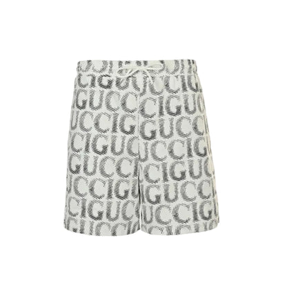 Gucci All-Over Halftone Letter Print Shorts – White