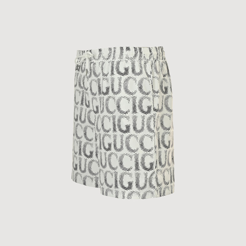 Gucci All-Over Halftone Letter Print Shorts – White