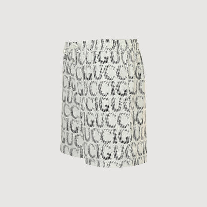 Gucci All-Over Halftone Letter Print Shorts – White
