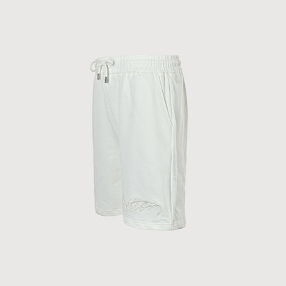 Louis Vuitton Signature Script Embroidered Shorts — Cream