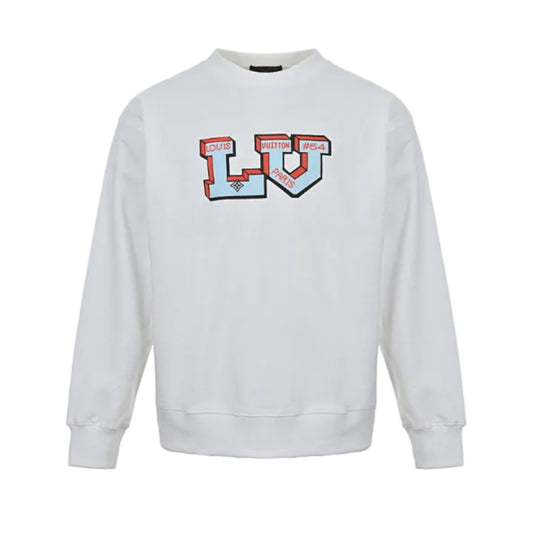 Louis Vuitton Collegiate 3D Letter Embroidery Crewneck – White