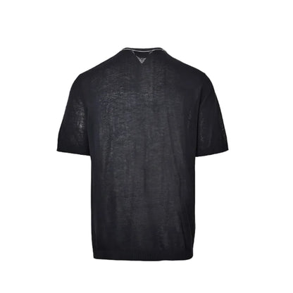 Gucci Charcoal Lightweight Knit Script Crest Embroidered Tee