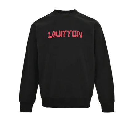 Louis Vuitton Hand-Drawn Logo Embroidery Crewneck – Black