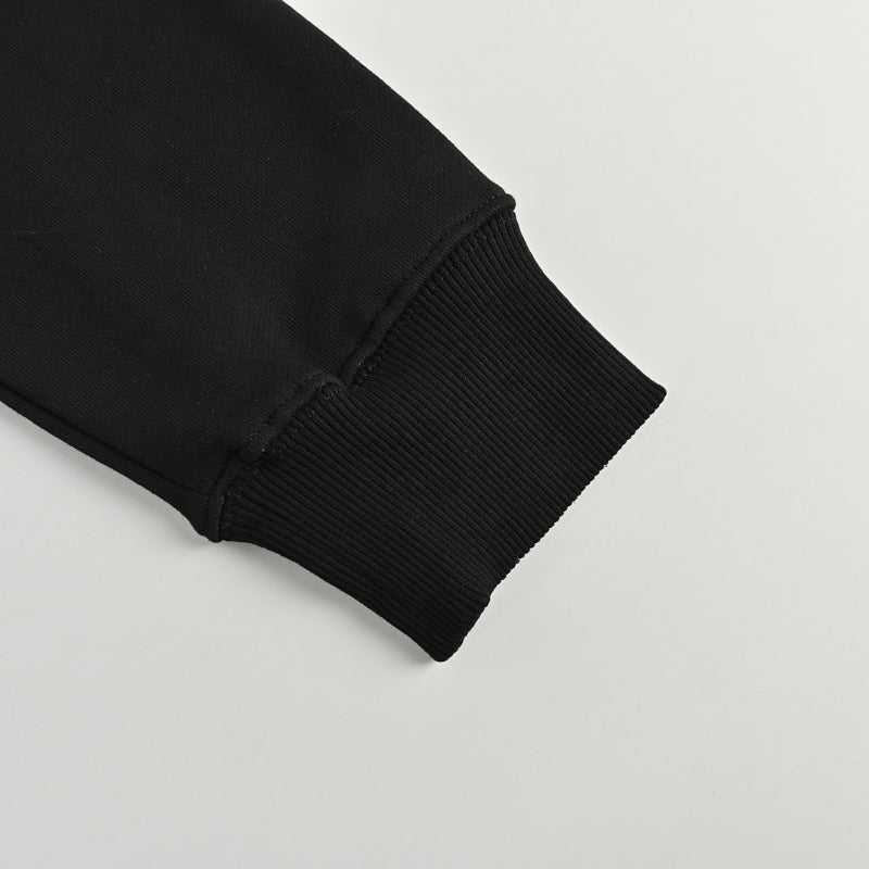 Gucci Black Heavyweight Cotton Hoodie with Raised-Letter Wordmark Print