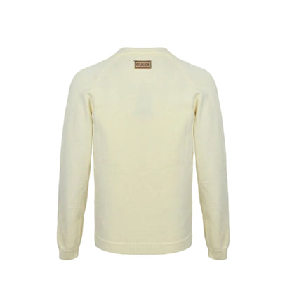 Gucci Ivory Fine Knit V-Neck Cardigan with Patch Pockets