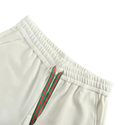 Gucci Collegiate Crest Fleece Shorts – Cream / Tri-Color Drawstring