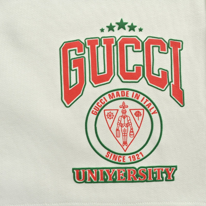 Gucci Collegiate Crest Fleece Shorts – Cream / Tri-Color Drawstring