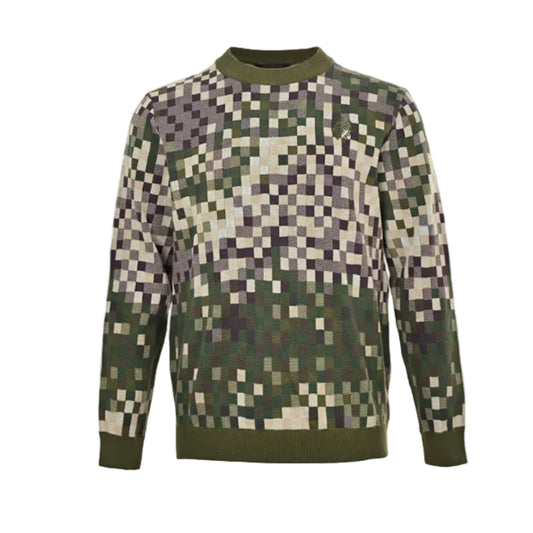 Louis Vuitton Pixel Camo Damier Jacquard Knit Sweater – Olive