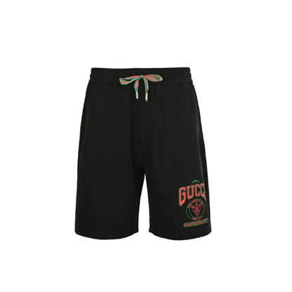 Gucci Collegiate Crest Fleece Shorts – Black / Tri-Color Drawstring