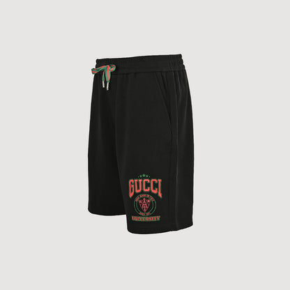 Gucci Collegiate Crest Fleece Shorts – Black / Tri-Color Drawstring
