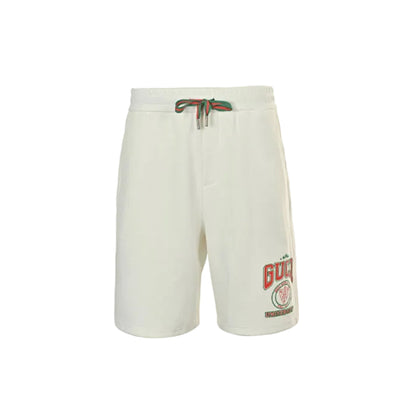 Gucci Collegiate Crest Fleece Shorts – Cream / Tri-Color Drawstring