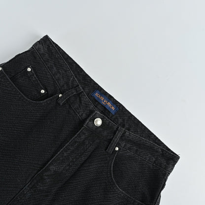 Louis Vuitton Giant Tonal Monogram Straight Jeans — Black