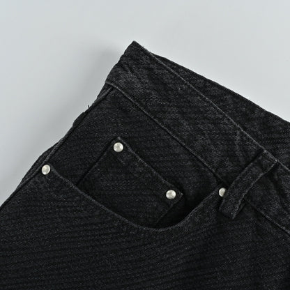 Louis Vuitton Giant Tonal Monogram Straight Jeans — Black