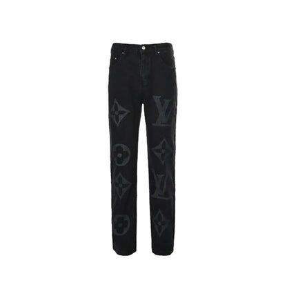Louis Vuitton Giant Tonal Monogram Straight Jeans — Black
