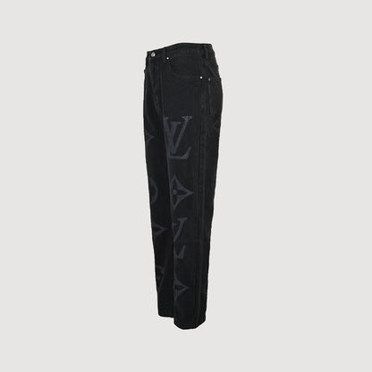 Louis Vuitton Giant Tonal Monogram Straight Jeans — Black
