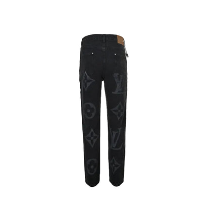 Louis Vuitton Giant Tonal Monogram Straight Jeans — Black