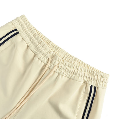 Gucci Side Script Fleece Shorts – Cream / Black Stripe