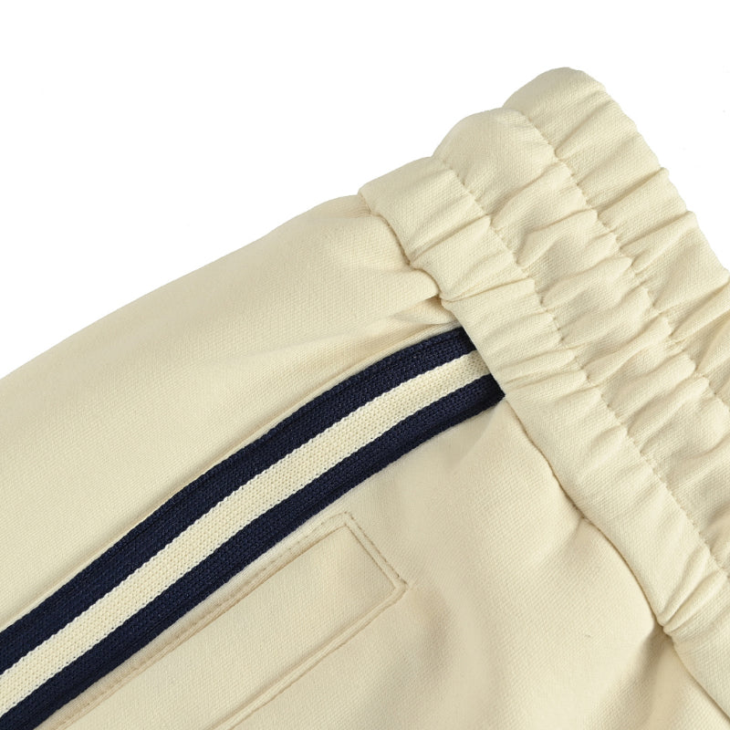 Gucci Side Script Fleece Shorts – Cream / Black Stripe