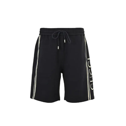 Gucci Side Script Fleece Shorts – Black / Cream Stripe