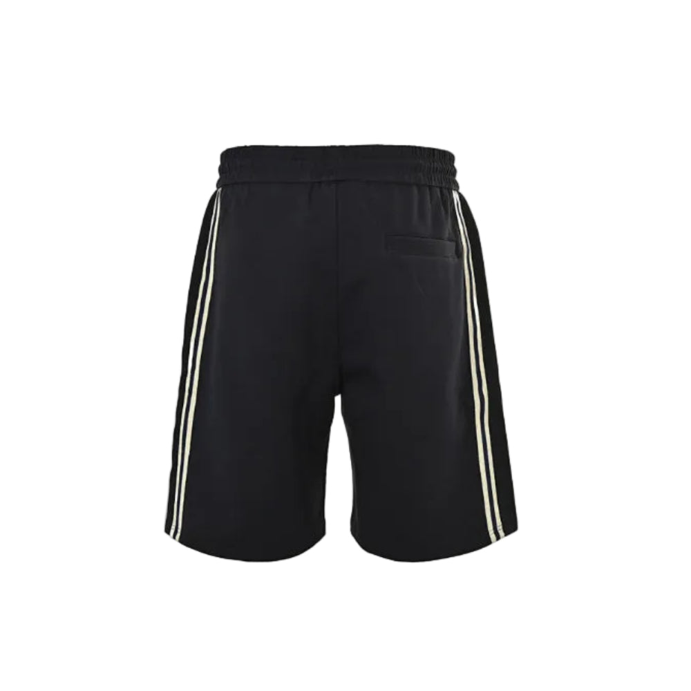 Gucci Side Script Fleece Shorts – Black / Cream Stripe